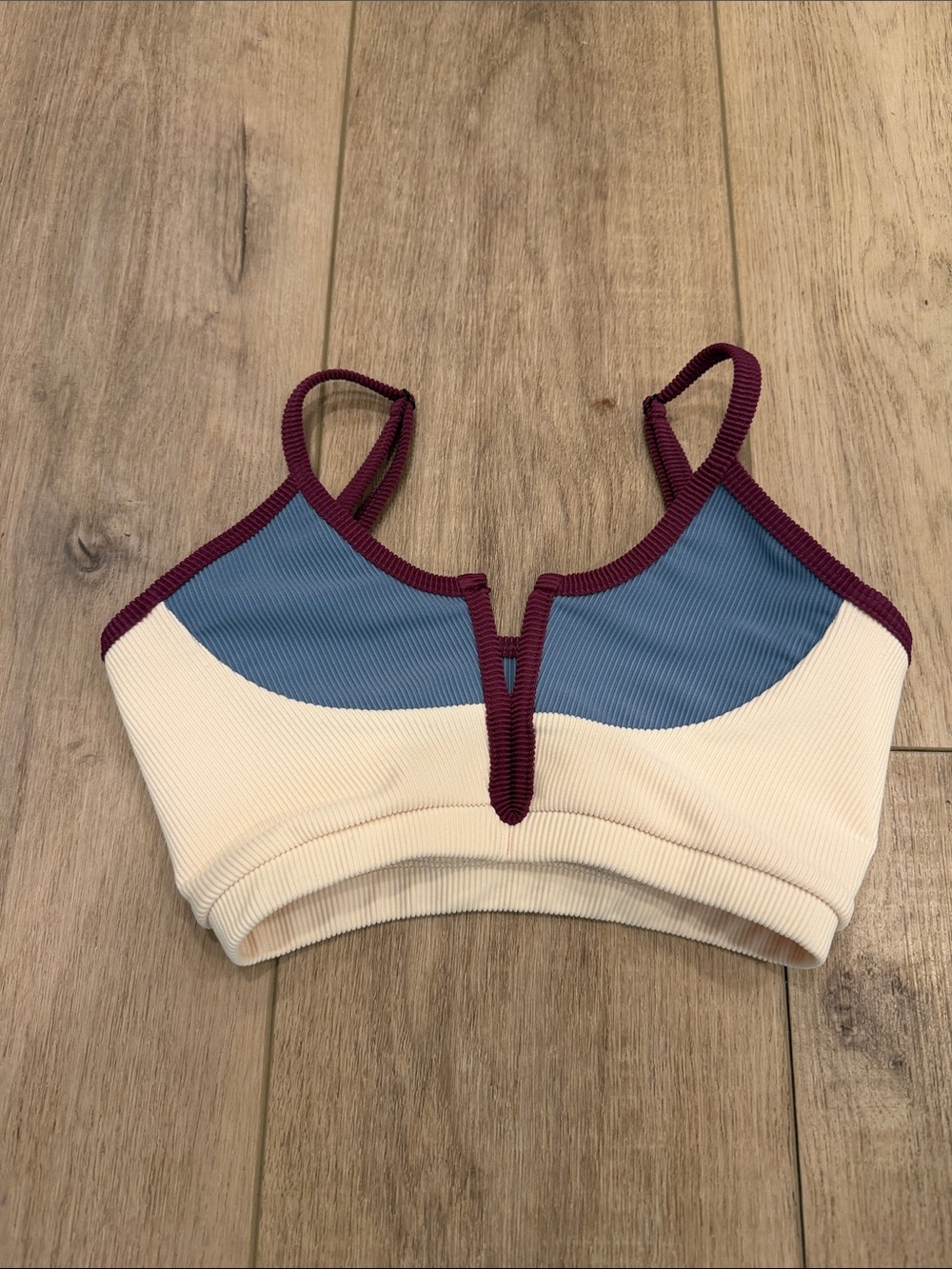 Tiger Friday Ribbed Top in Mulberry, Cornflower & Ivory